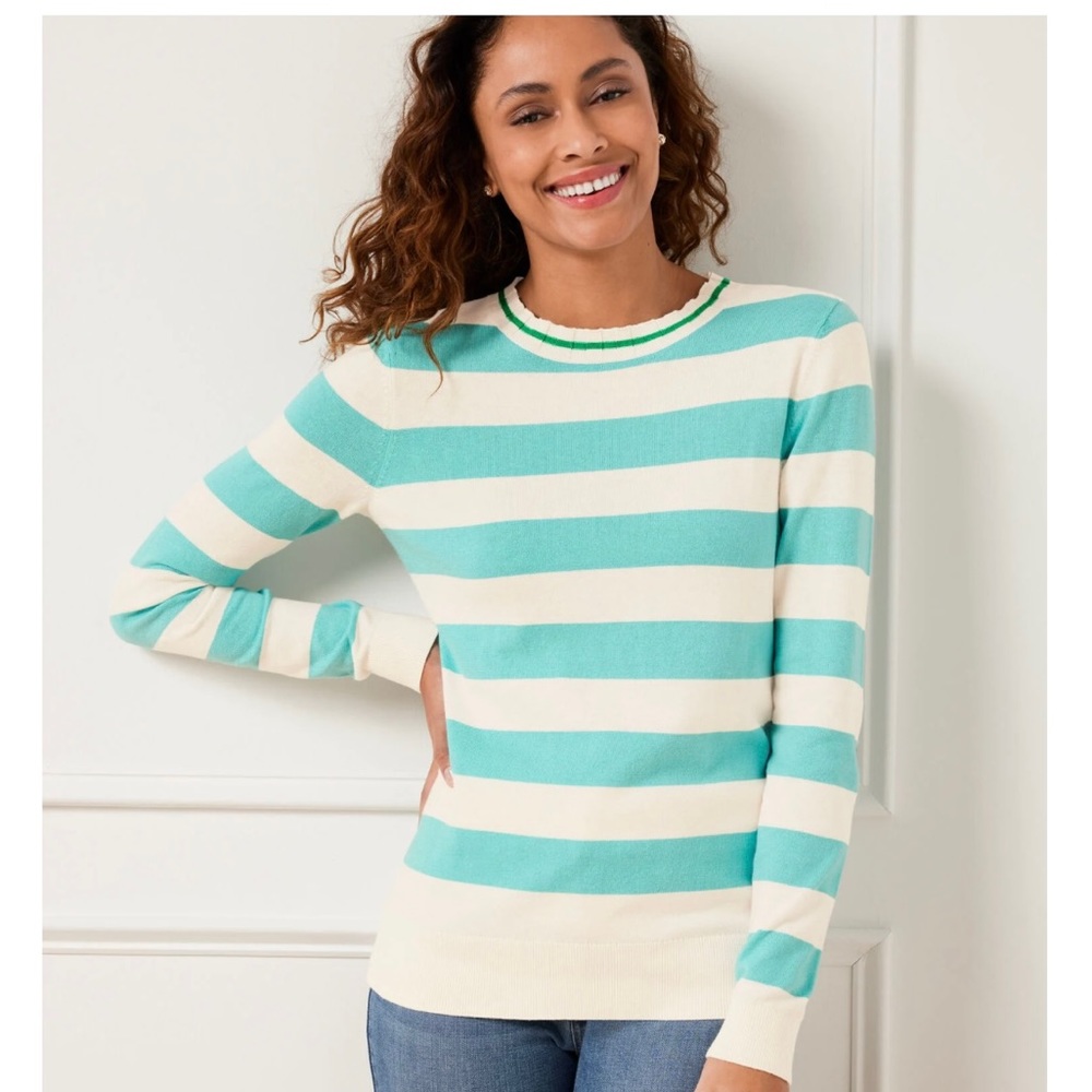 BICOLOR STRIPE CREWNECK PULLOVER